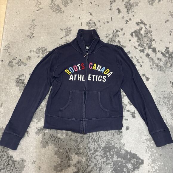Roots Canada Athletics Full-Zip Track Jacket Navy Women’s Size Medium - Picture 1 of 9